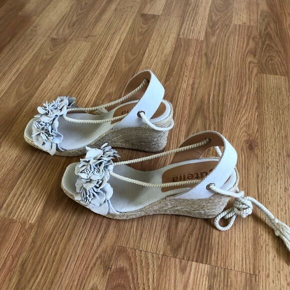 NWT Jutelia Made In Spain Women’s Suede Flower Wedge Espadrilles - Picture 6 of 14